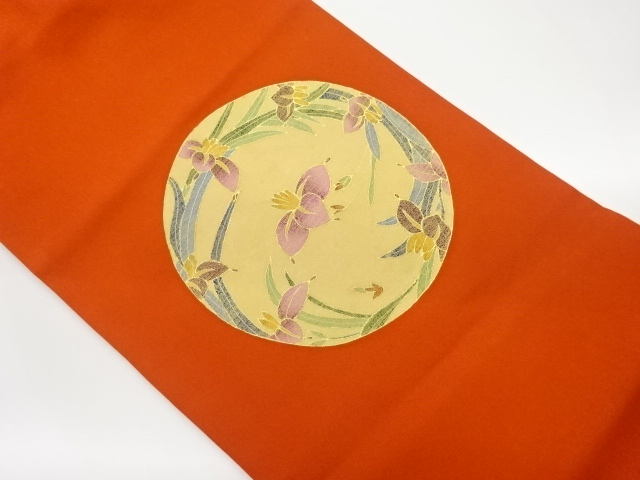 塩瀬金彩丸に菖蒲模様名古屋帯